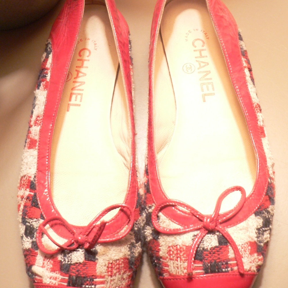 CHANEL TWEED BALLET FLATS- 38M